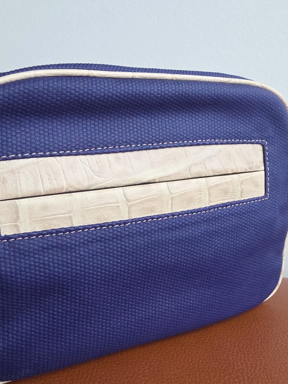 FURLA Textured Leather Large Travel Toiletry/Cosmetic Bag